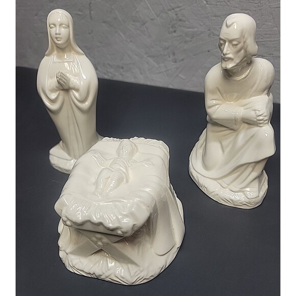 VTG 70s Holland Mold Ceramic Glazed Nativity Mary Joseph Baby Jesus Religious - Picture 4 of 16